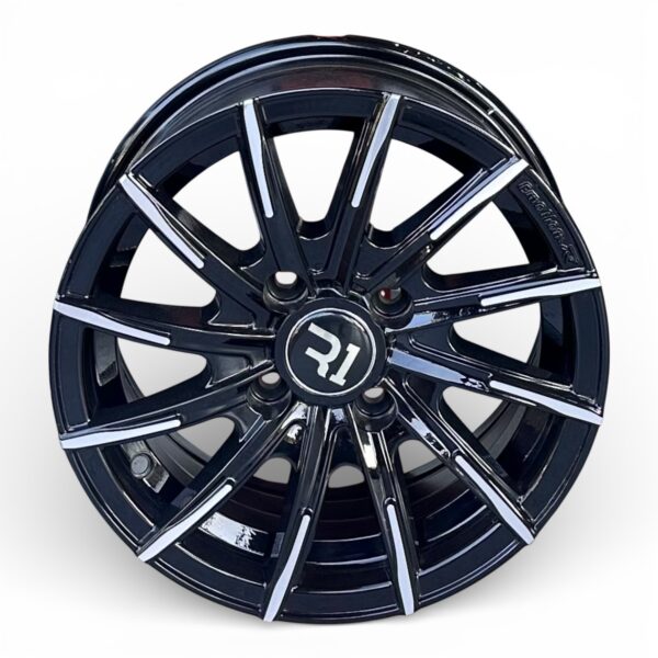 RIN 13X5.5 4-100  R1 SPORT  1286 NEGRO BRILLANTE FILO MAQUINADO CB73.1 ET+15