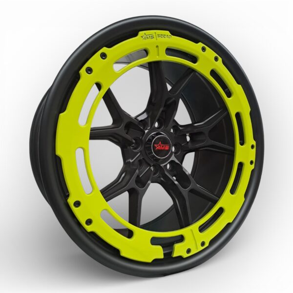 RIN 17X8.5 4-100/114  R1 SPORT  1840A NEGRO MATTE INSERTO AMARILLO CB73.1 ET+20
