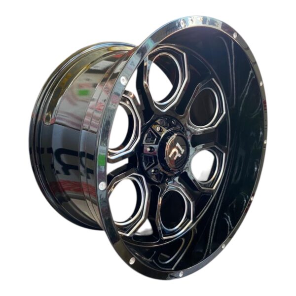 RIN 22X12 6-135/139  R1 SPORT  320 NEGRO BRILLANTE LABIO GRIS CB110 ET-44